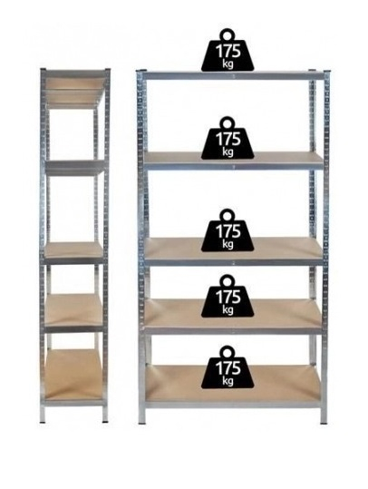 Raft metalic pentru depozitare cu 5 polite, capacitate175kg/polita, total 875kg,180x90x40cm [4]