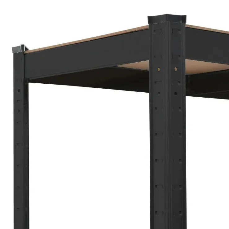 Raft metalic negru 150 x 75 x 30 cm, 5 polite MDF, capacitate 750 kg, 150 kg pe raft [9]