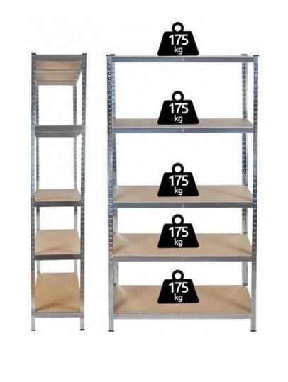 Raft metalic pentru depozitare cu 5 polite, capacitate175kg/polita, total 875kg,180x90x45cm [3]
