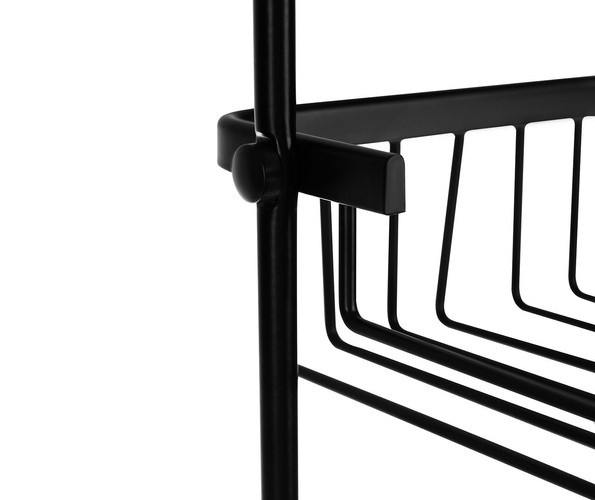 Raft suspendat negru 63 x 28,5 x 14 cm, 3 polite, aluminiu, fara gaurire, organizator pentru cabina de dus cu ventuza de stabilizare [4]
