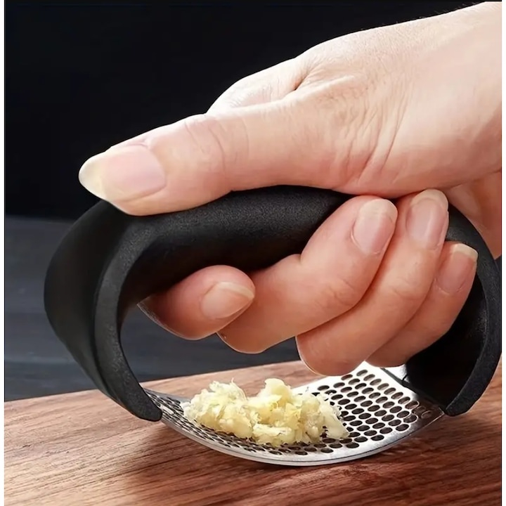 Razatoare pentru usturoi, otel inoxidabil si maner din plastic, 7 x 10.5 x 6 cm, negru [6]