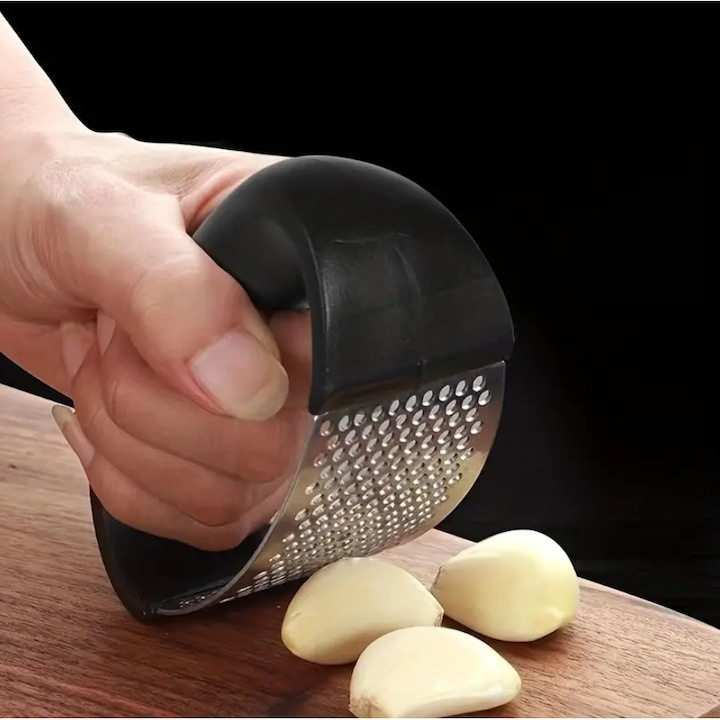 Razatoare pentru usturoi, otel inoxidabil si maner din plastic, 7 x 10.5 x 6 cm, negru [7]