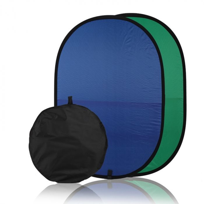 Reflector pliabil, panou de fundal foto profesional 150x200 cm, verde-gri cu geanta de transport [6]