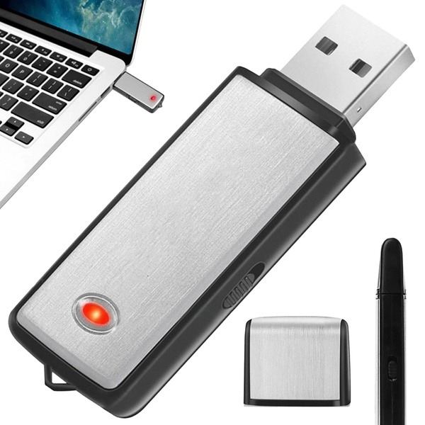 Reportofon mini in forma de stick USB, spion, 8 GB, activare rapida, WAV, raza de actiune 6-8 M, argintiu [2]