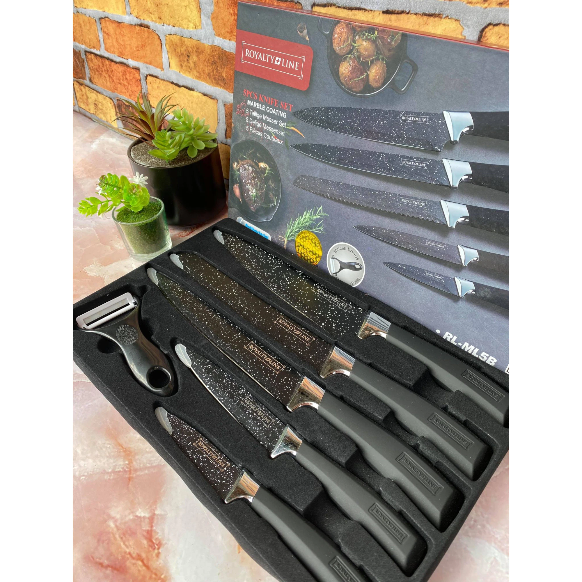 Set 5 cutite profesionale de bucatarie,,otel inoxidabil + peeler,depozitate in cutie [2]