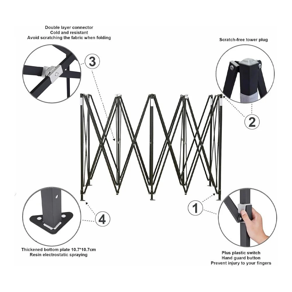 RESIGILAT - Cort pliabil evenimente 3x6 m, structura metalica solida, prelata impermeabila Oxford 700D, protectie UV, picioare telescopice, deschidere tip armonica, pentru gradina, terasa si exterior [5]