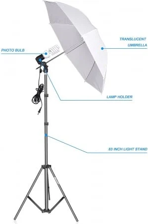 RESIGILAT - Kit de 2 umbrele albe, 2 trepiezi reglabili 200 cm, 2 becuri 45W, geanta de transport inclusa [5]