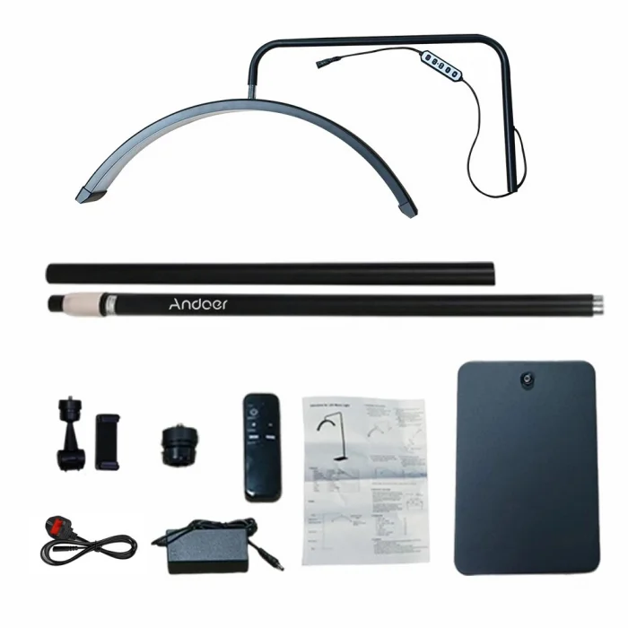 RESIGILAT - Lampa cosmetica profesionala Semiluna 238 LED,inaltime maxima 180 cm,cu suport de telefon - Negru [4]