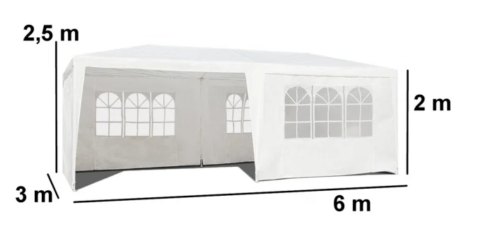 RESIGILAT - Pavilion de gradina,curte,evenimente 3x6m cu 6 pereti laterali cu ferestre - Alb, Dactylion [7]