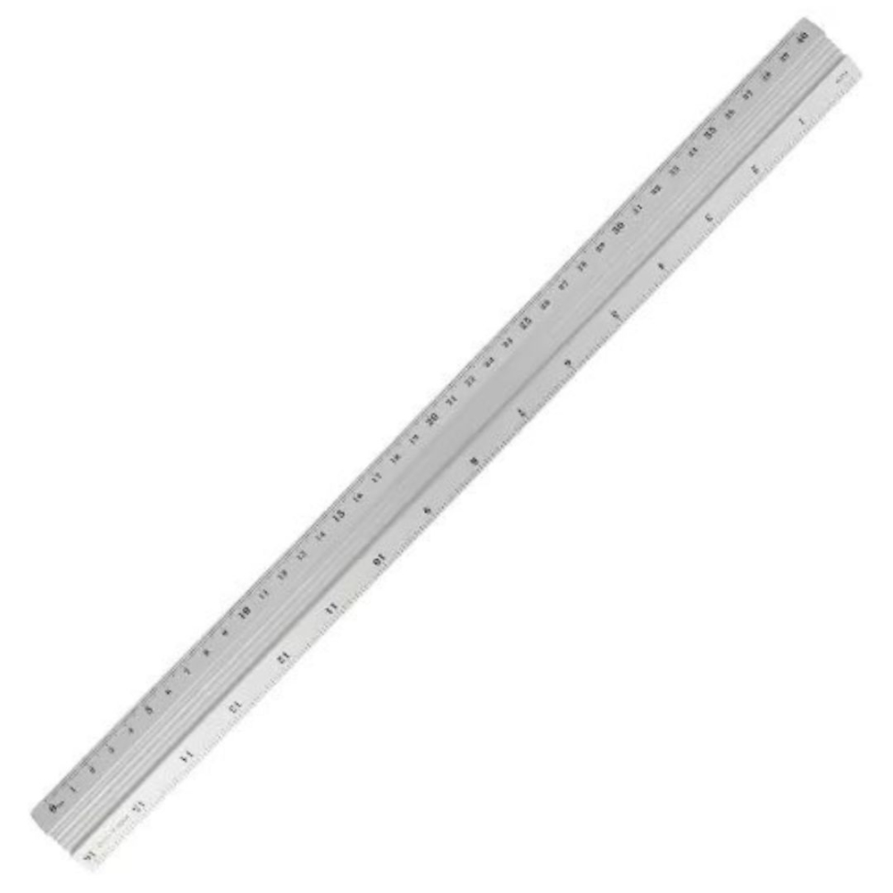 Rigla argintie 40 cm, aluminiu rezistent, gradatie dubla in centimetri si inch, instrument de masurare pentru scoala, birou, desen tehnic, atelier si proiecte DIY [5]