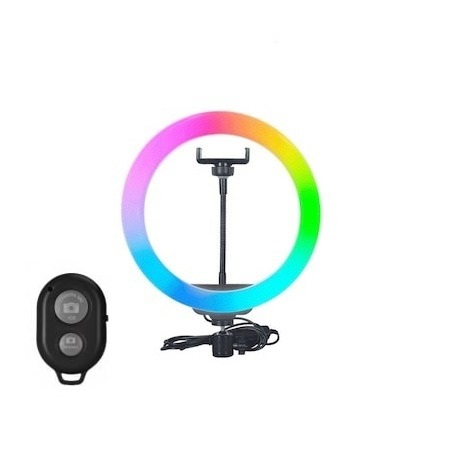 Lampa circulara LED 26 cm diametru,RGB, fara trepied, telecomanda bluetooth inclusa