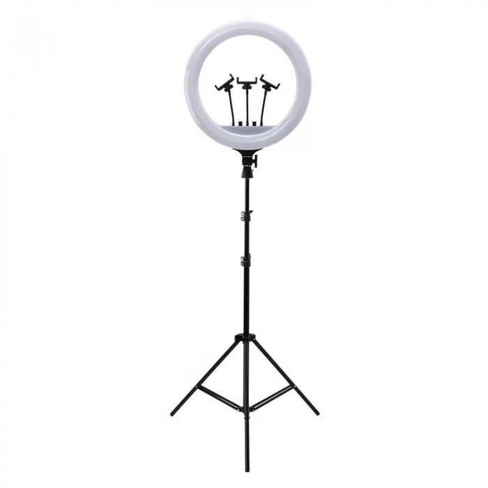 Lampa circulara LED 56 cm diametru,trepied 200 cm inclus,3 suporti telefon + telecomanda Bluetooth [2]