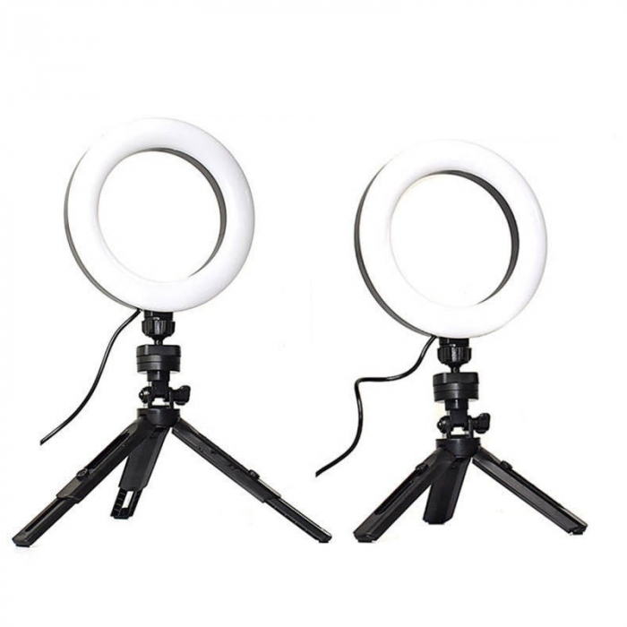 Lampa circulara LED 16 cm diametru,cap bila rotativ 360 grade + mini trepied extensibil [3]