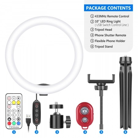 Lampa circulara LED 26 cm diametru RGB,1 telecomanda control,1 telecomanda Bluetooth + mini trepied [2]