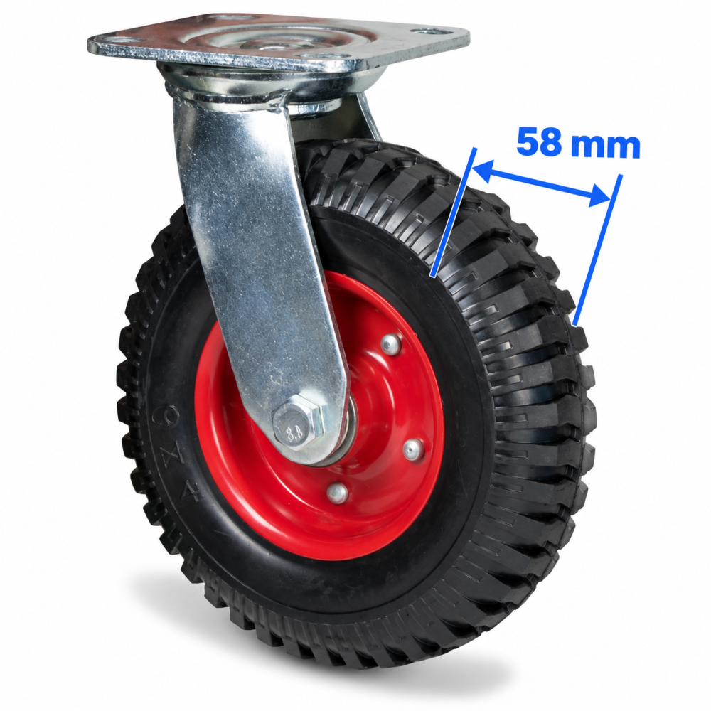 Roata pivotanta 200 mm, 235 kg, latime 58 mm, placa 115 x 100 mm, rulment dublu cu bile [3]