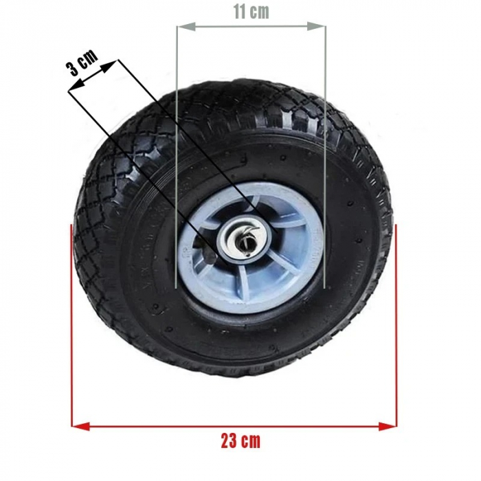 Roata de rezerva pneumatica 23 cm , janta metalica, model carucior gradina compatibil TC1840RD [3]