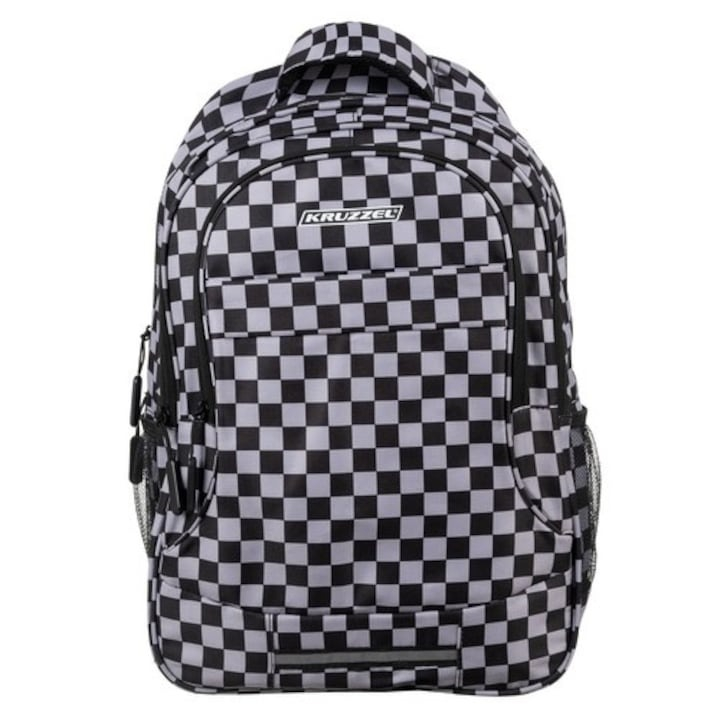 Ghiozdan rucsac cu model in carouri, 30l, negru, cu sac pentru incaltaminte [2]