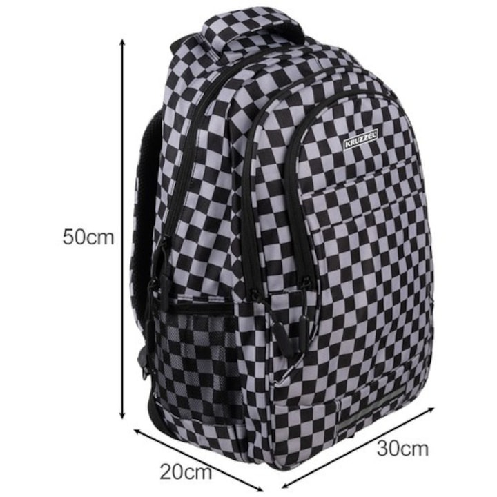 Ghiozdan rucsac cu model in carouri, 30l, negru, cu sac pentru incaltaminte [7]
