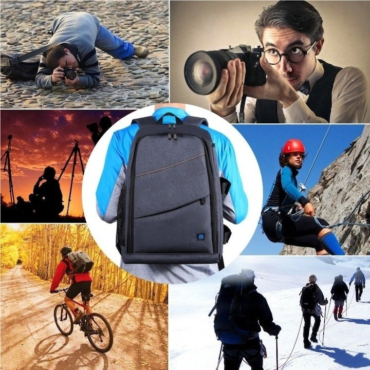 Rucsac pentru camera, echipament foto, impermeabil, 43 x 30 x 19.5 cm, gri/portocaliu [5]