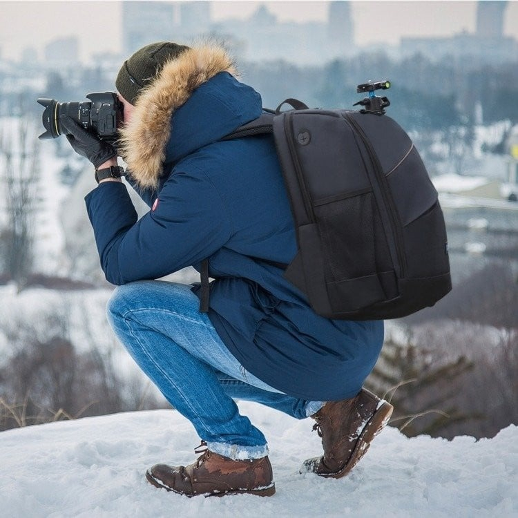 Rucsac pentru camera, echipament foto, impermeabil, 43 x 30 x 19.5 cm, negru/portocaliu [4]