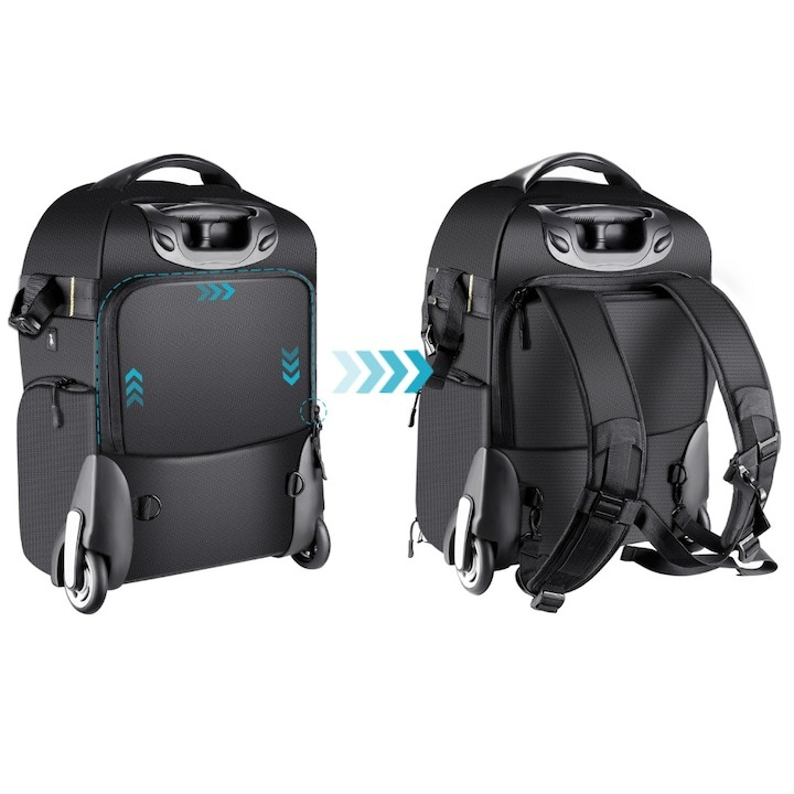 Rucsac troler foto profesional 2in1, material anti soc, 49x33x20 cm, maner troller detasabil 50 cm - Neewer [2]