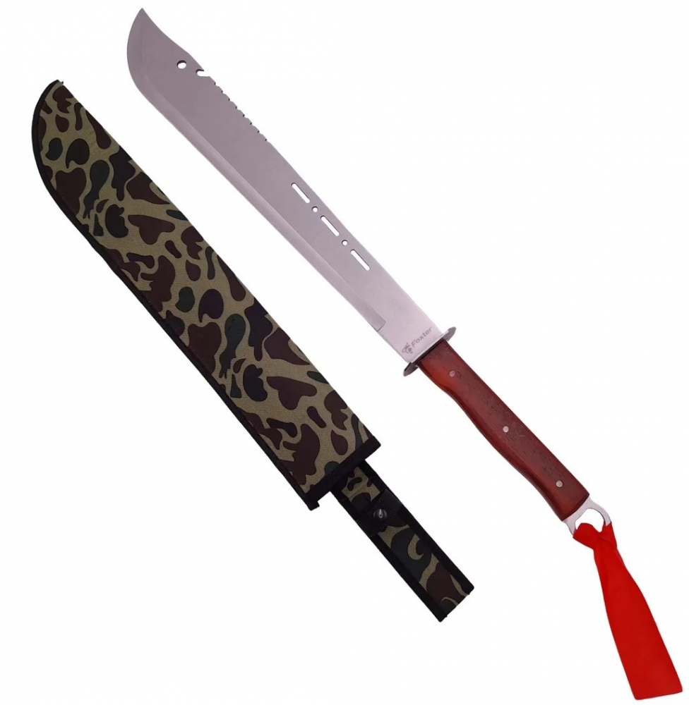 Sabie de vanatoare, tip maceta, maner ergonomic din lemn, otel inoxidabil, 70 cm, husa inclusa [5]