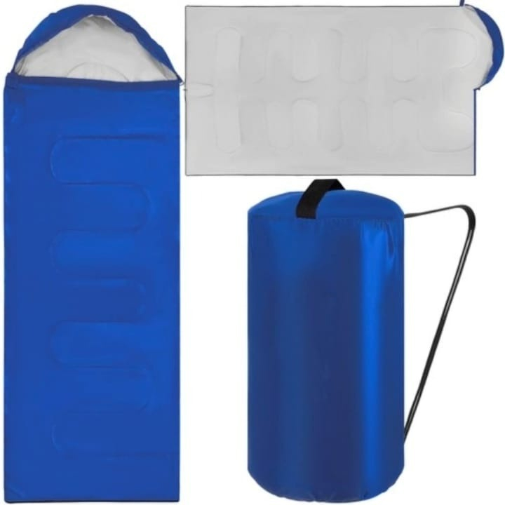 Sac de dormit 2 in 1 pentru camping si drumetii, tip pilota, antialergic, 200 x 75 cm, culoare albastra [5]