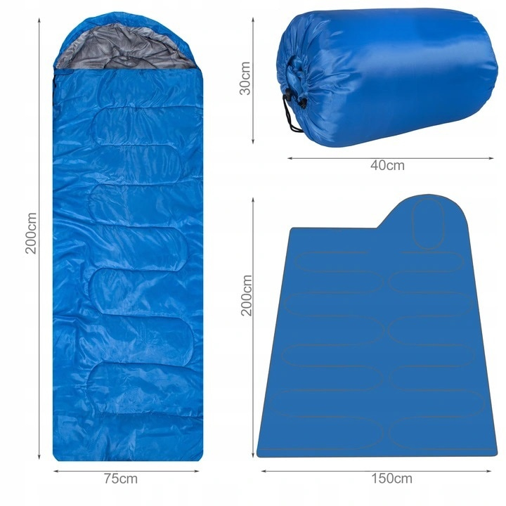 Sac de dormit / patura de camping 2 in 1, 210T, dimensiune sac 200 x 75 cm, dimensiune patura 200 x 150 cm, albastru – confort si versatilitate pentru aventurile in aer liber [5]