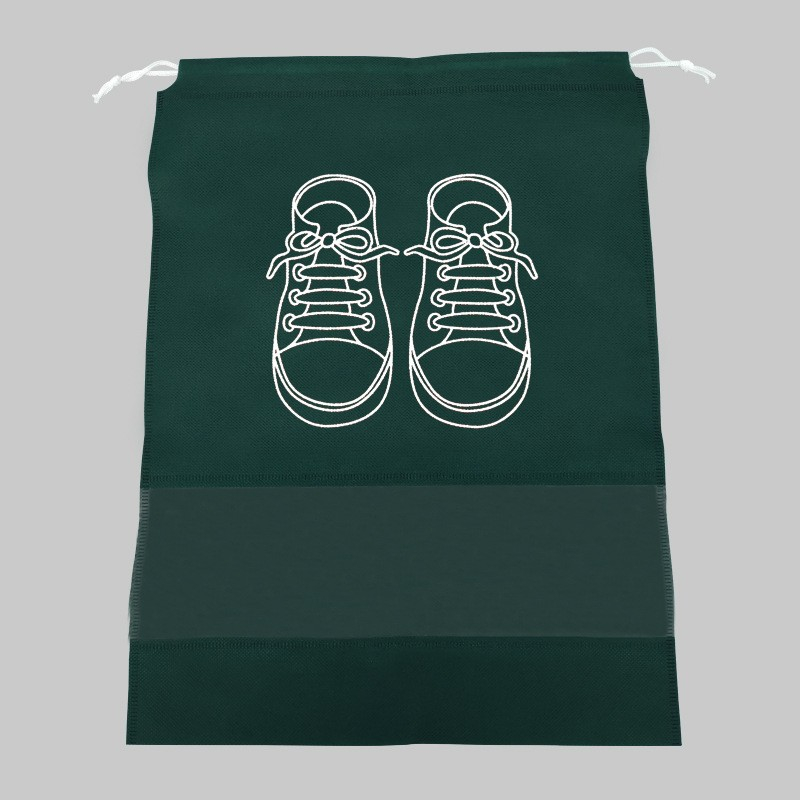 Sac verde 36 x 27 cm pentru depozitare incaltaminte, cu snur si fereastra transparenta [5]