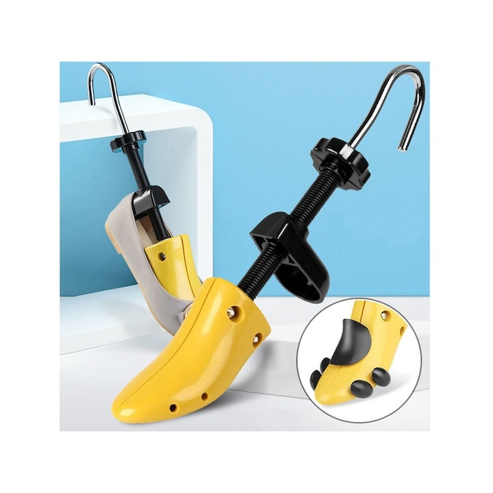 San pentru largit si alungit incaltaminte, universal, reglabil, plastic si metal, marime 35-39, galben/negru [12]