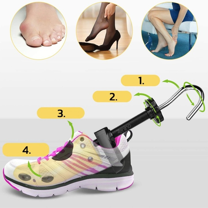 San pentru largit si alungit incaltaminte, universal, reglabil, plastic si metal, marime 37-43, galben/negru [3]