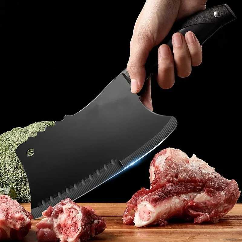 Satar bucatarie tip japonez lama lata din otel inoxidabil, maner ergonomic antialunecare, pentru carne peste legume, 29 cm, negru [16]