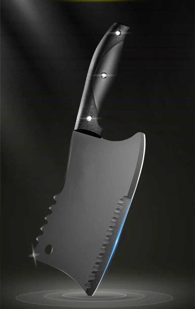 Satar bucatarie tip japonez lama lata din otel inoxidabil, maner ergonomic antialunecare, pentru carne peste legume, 29 cm, negru [2]