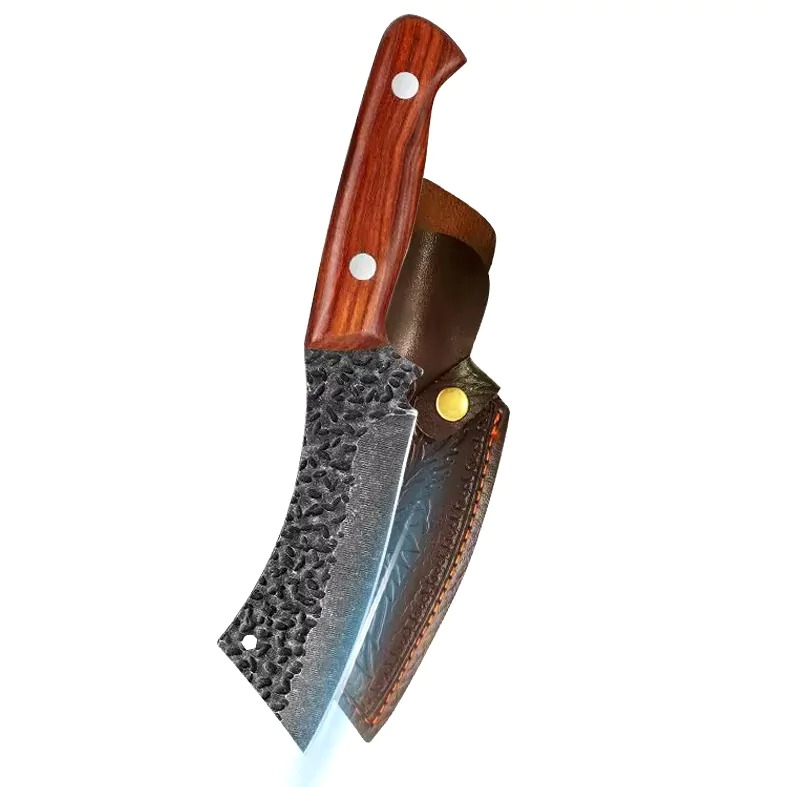 Satar de bucatarie, otel inoxidabil, maner ergonomic, 22 cm, husa, maro [4]