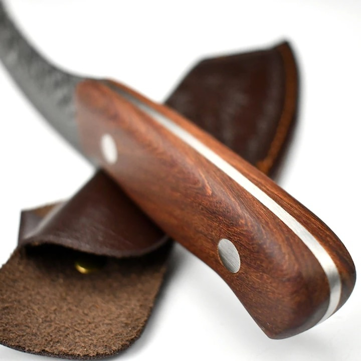 Satar de bucatarie, otel inoxidabil, maner ergonomic, 22 cm, husa, maro [2]