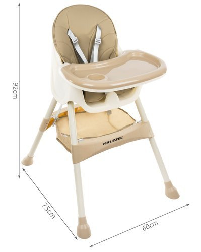 Scaun de masa Kruzzel multifunctional 3in1,greutate maxima 20 kg,varsta +6 luni - Bej [2]