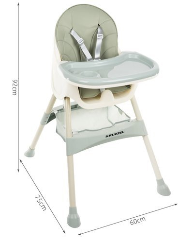 Scaun de masa Kruzzel multifunctional 3in1,greutate maxima 20 kg,varsta +6 luni - Verde [12]
