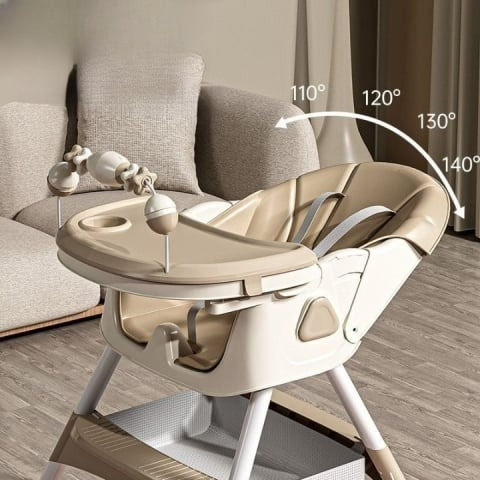 Scaun de masa pentru copii 5in1, roti detasabile, spatar ajustabil, picioare reglabile, functie de balansoar, cos depozitare - Albastru [3]