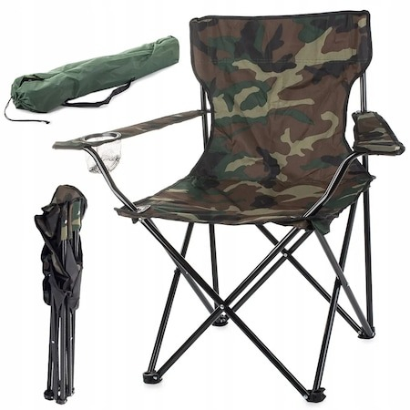 Scaun pliabil pentru camping,pescuit,din metal,sarcina maxima 120 kg - Camuflaj [2]