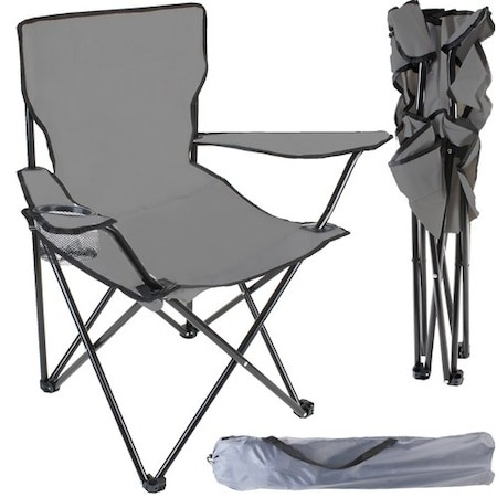 Scaun pliabil pentru camping,pescuit,din metal,sarcina maxima 120 kg - Gri [2]