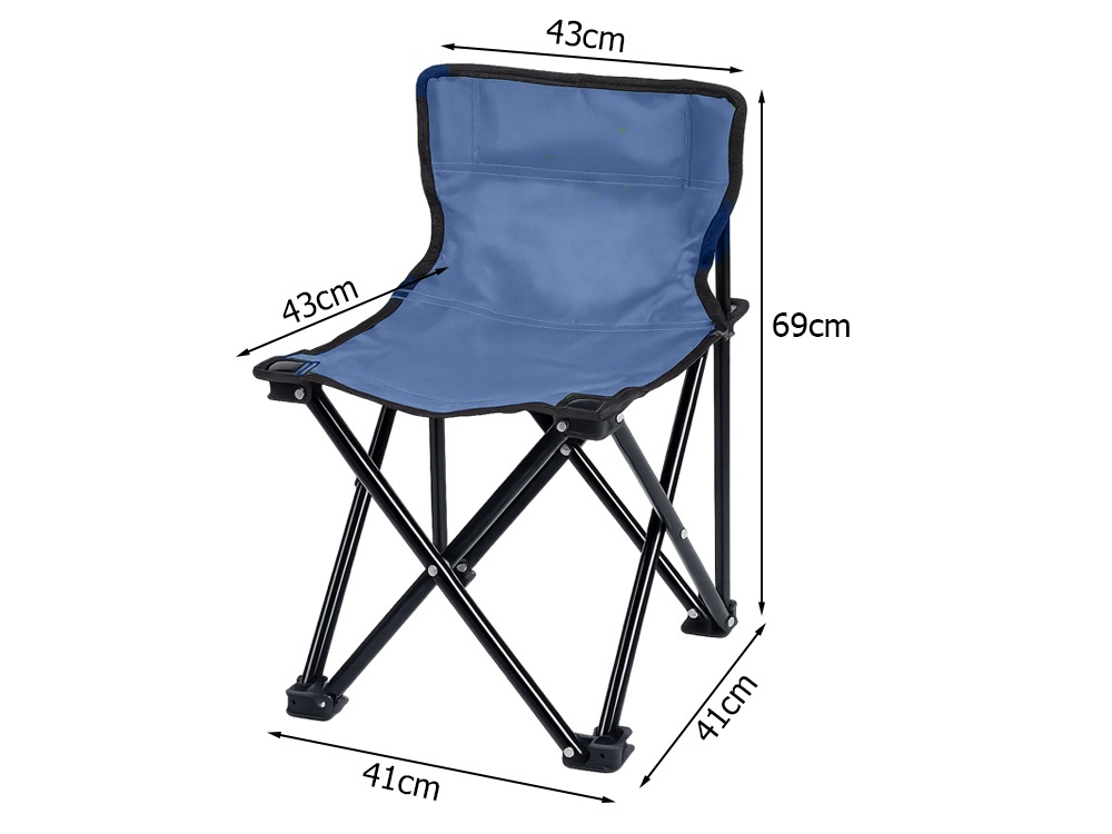 Scaun pliabil pentru pescuit si camping, cu husa transport, fotoliu pliabil confortabil, cadru metalic, albastru, 69x43x43 cm [8]