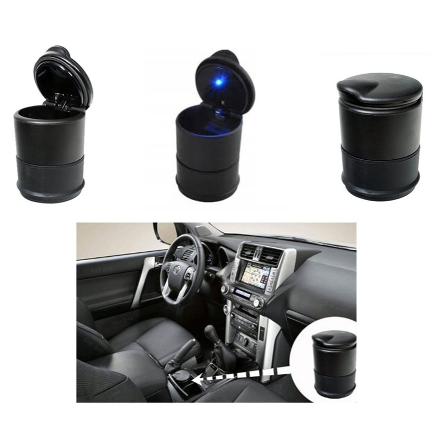 Scrumiera auto universala cu LED, 7 x 9 cm, neagra – design elegant, iluminare automata si functionalitate moderna pentru orice masina [11]