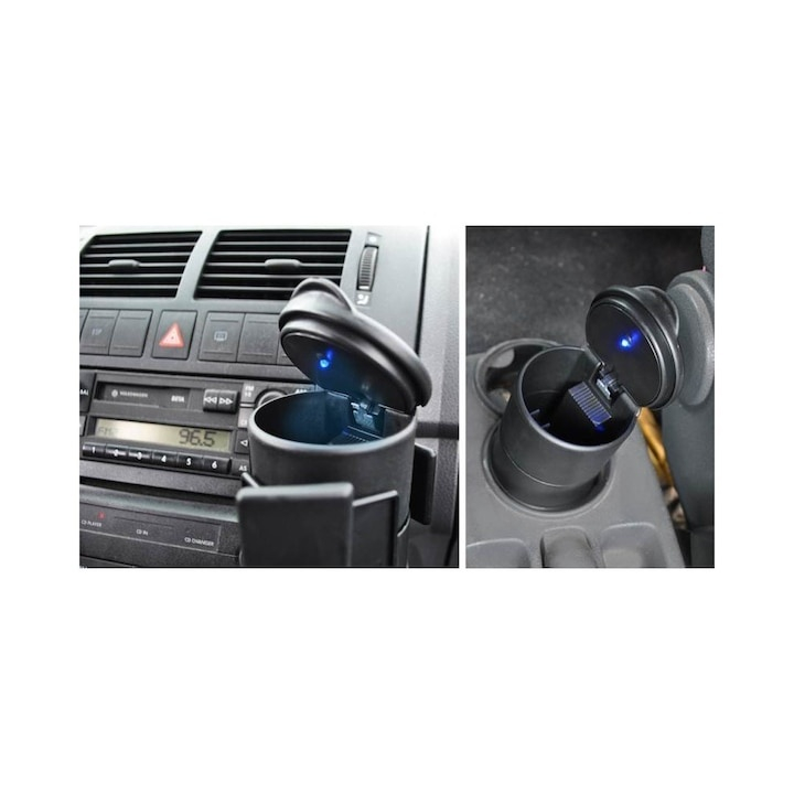 Scrumiera auto universala cu LED, 7 x 9 cm, neagra – design elegant, iluminare automata si functionalitate moderna pentru orice masina [6]