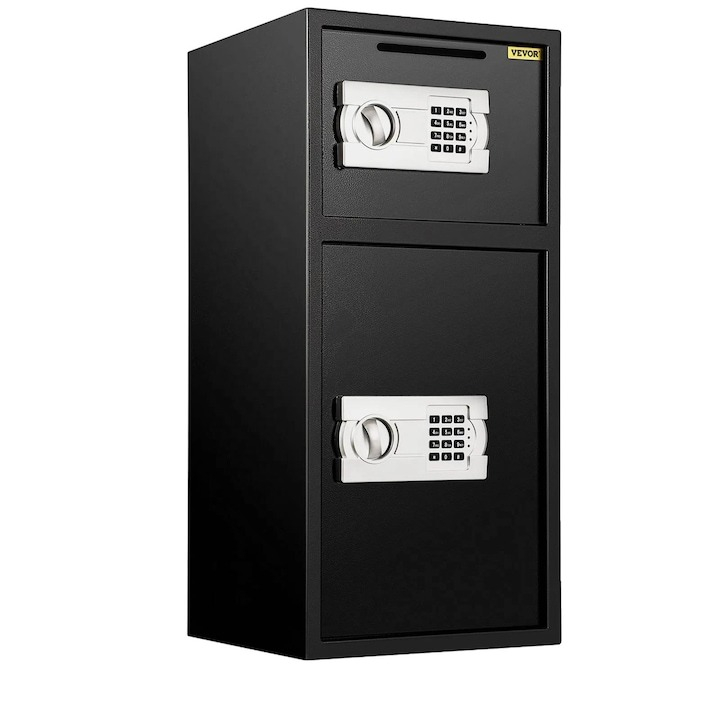 Seif digital, 2 usi, otel, 2 moduri de deblocare, 35 x 35 x 75 cm, negru [1]