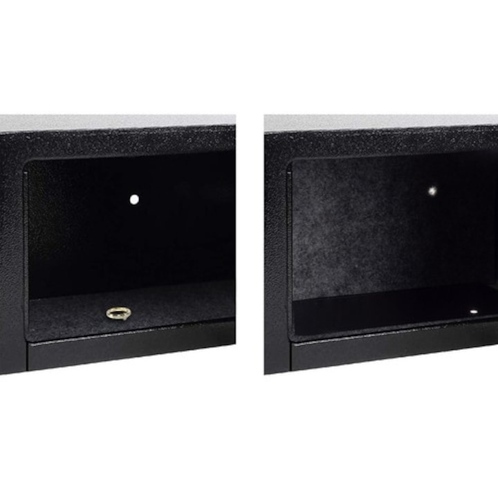 Seif metalic antiefractie cu inchidere digitala si cheie de siguranta, capacitate 10L, otel rezistent, montaj pe perete, negru elegant [5]