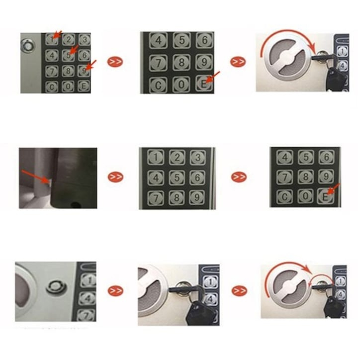 Seif metalic antiefractie cu inchidere digitala si cheie de siguranta, capacitate 10L, otel rezistent, montaj pe perete, negru elegant [9]