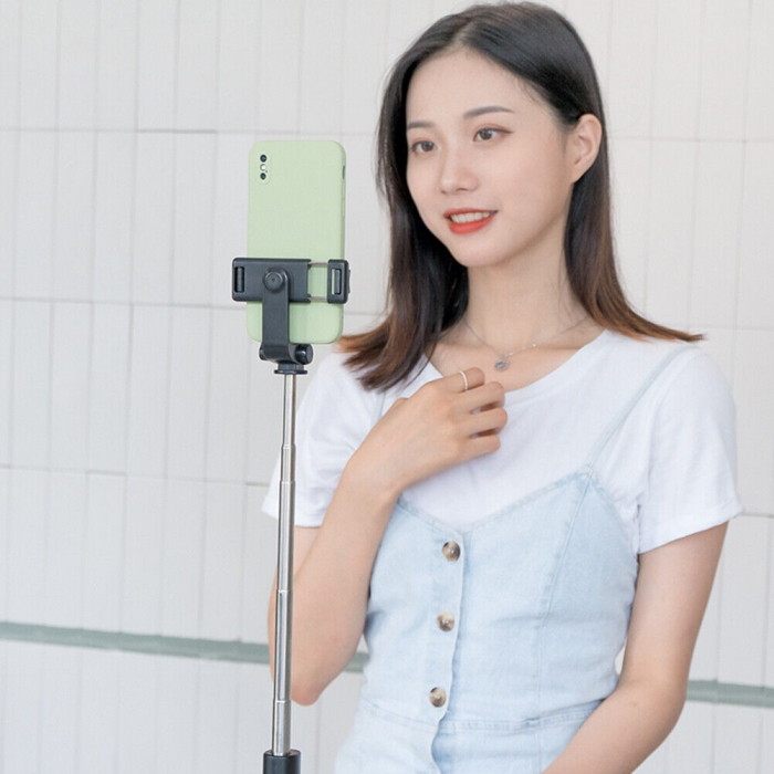 Selfie stick 3 in 1, brat extensibil, trepied, telecomanda bluetooth, rotire 360 grade - Alb [3]