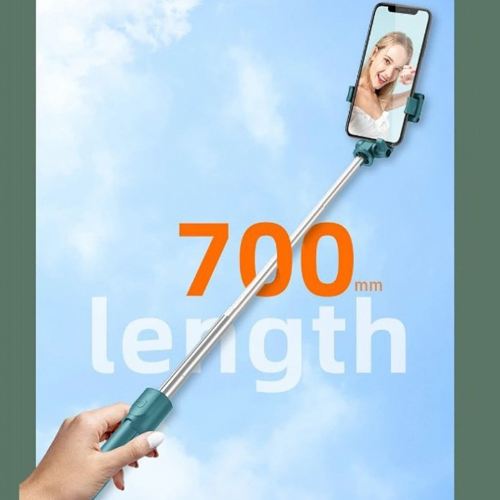 Selfie stick 3 in 1, brat extensibil, trepied, telecomanda bluetooth, rotire 360 grade - Alb [9]