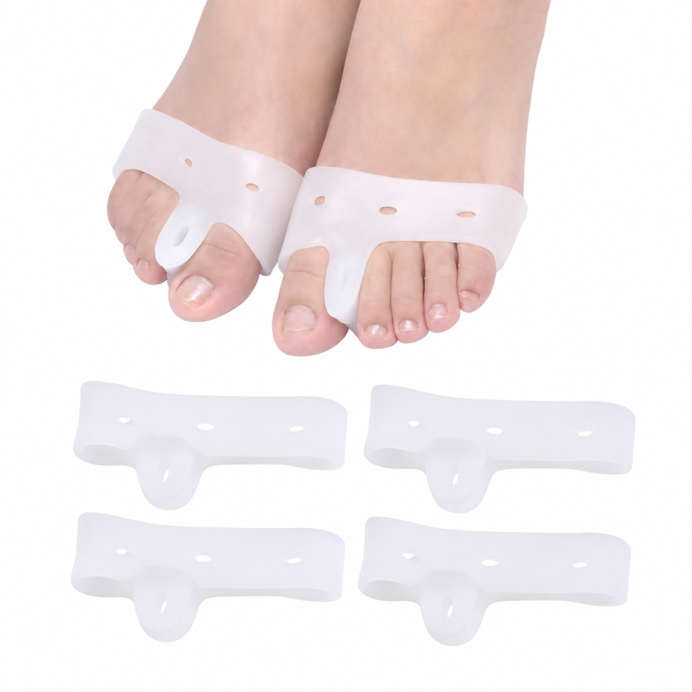 Separator ortopedic pentru deget mare, set 4 bucati, silicon moale, corector pentru monturi, protectie hallux valgus, alb, marime universala [2]