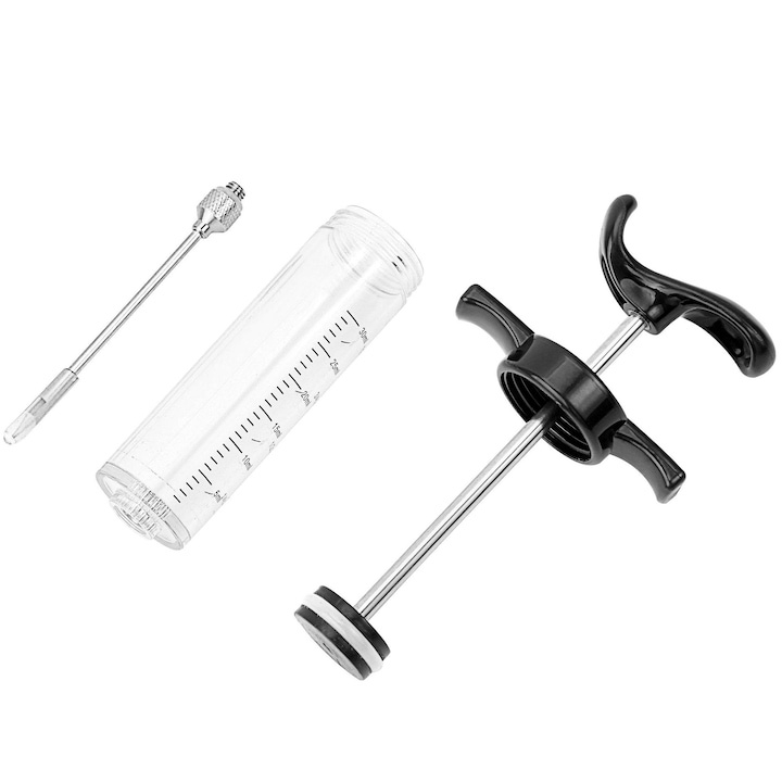 Seringa injectare carne 50 ml pentru marinare, injector marinada cu 3 ace, dozare precisa, inox si plastic [2]